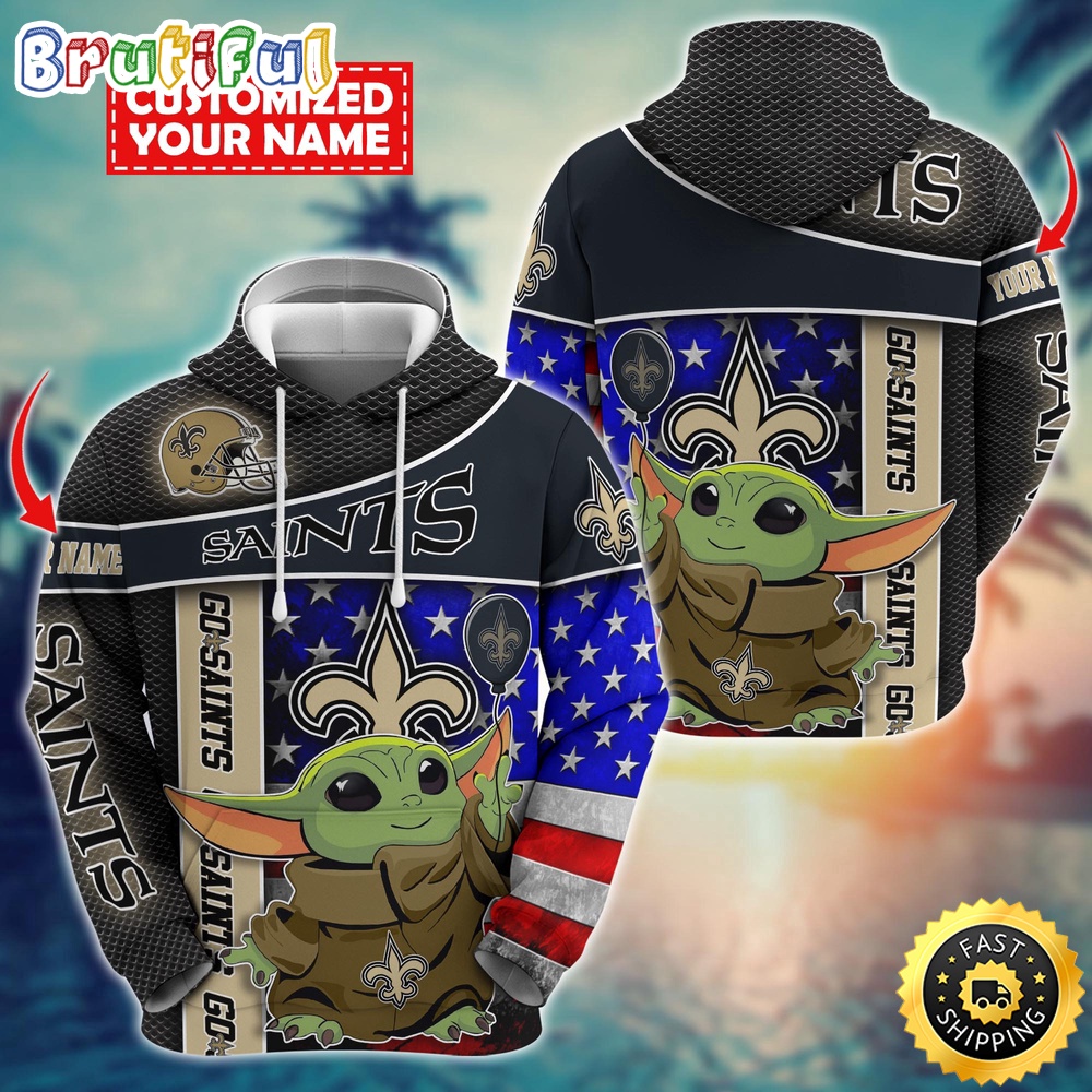 Personalized NFL New Orleans Saints Hoodie Baby Yoda Unisex Hoodie 1