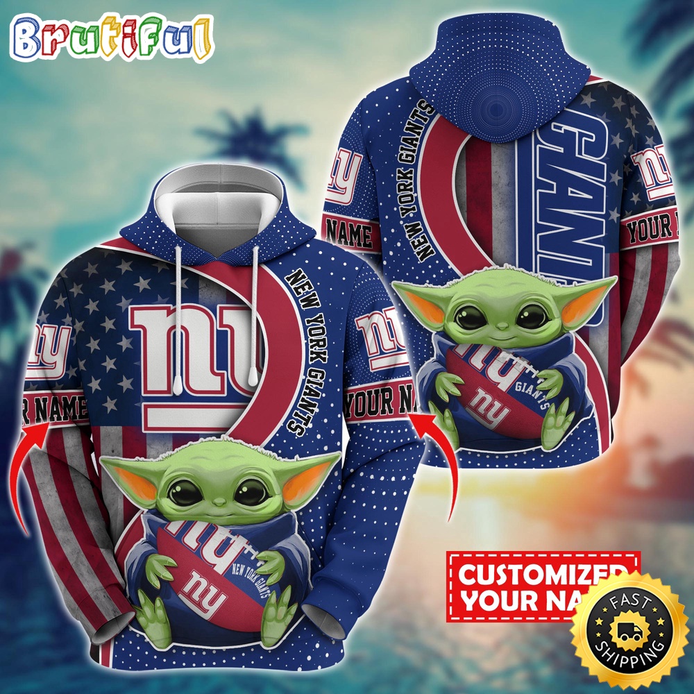 Personalized NFL New York Giants Hoodie Baby Yoda Unisex Hoodie For Fans 1