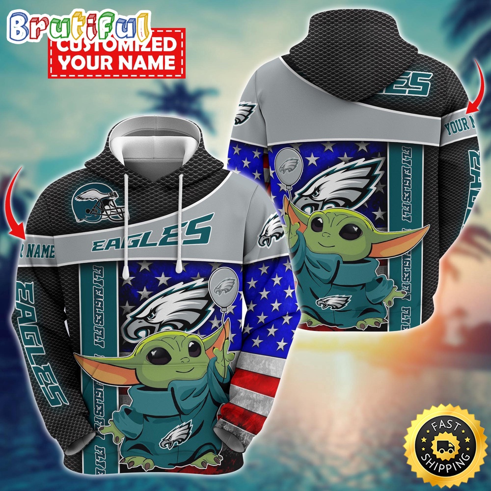 Personalized NFL Philadelphia Eagles Hoodie Baby Yoda Unisex Hoodie 1