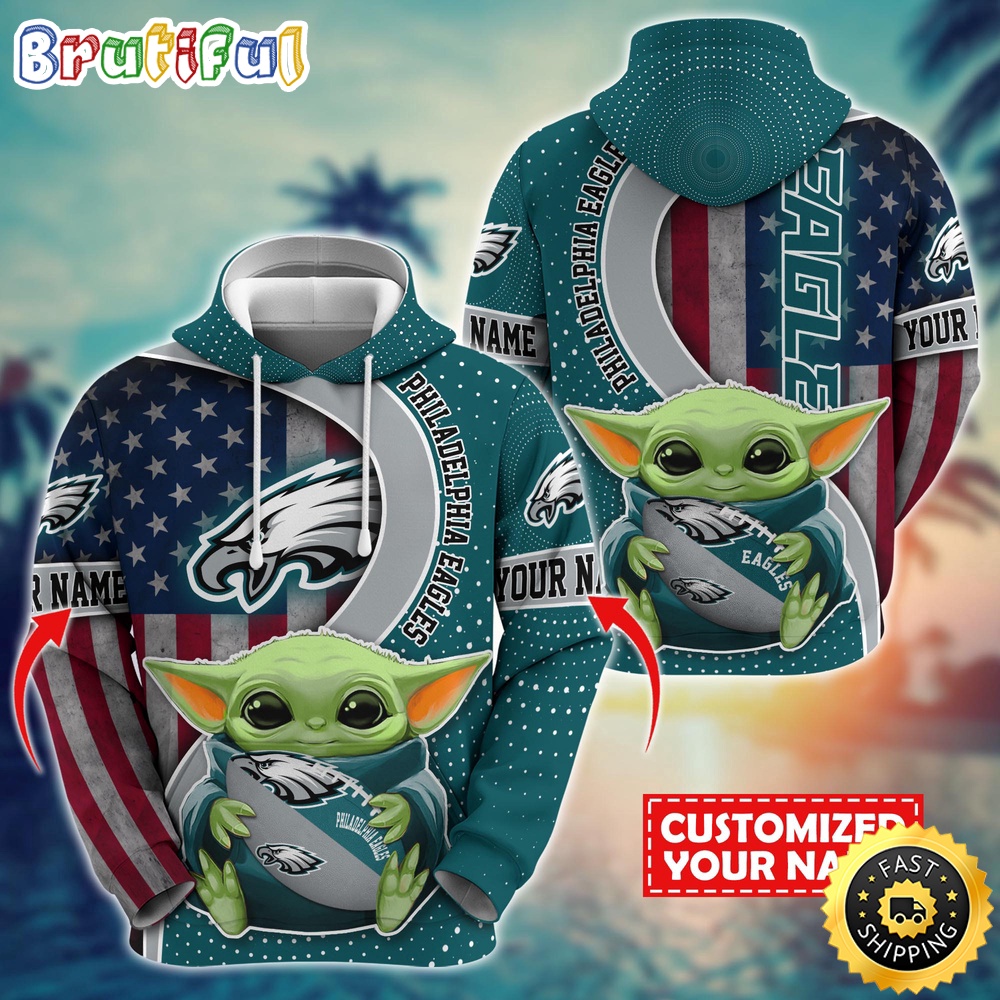 Personalized NFL Philadelphia Eagles Hoodie Baby Yoda Unisex Hoodie For Fans 1