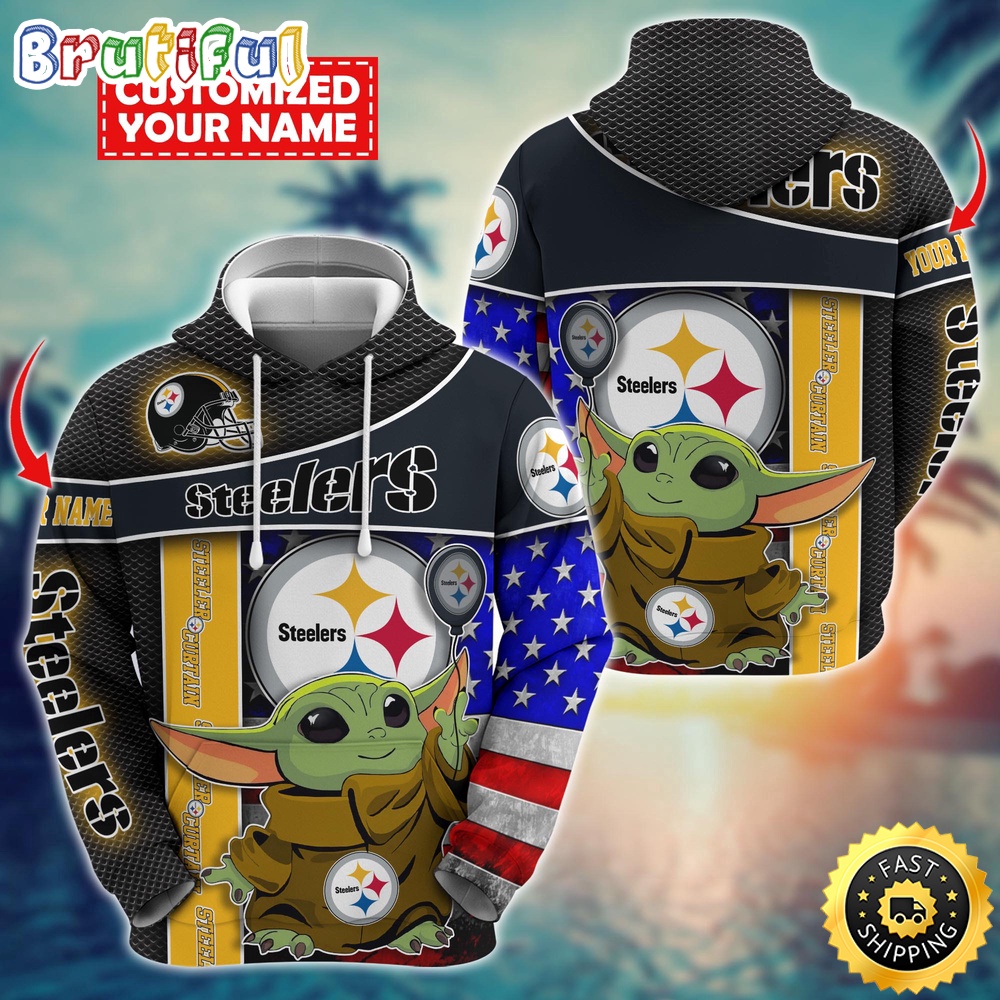 Personalized NFL Pittsburgh Steelers Hoodie Baby Yoda Unisex Hoodie 1