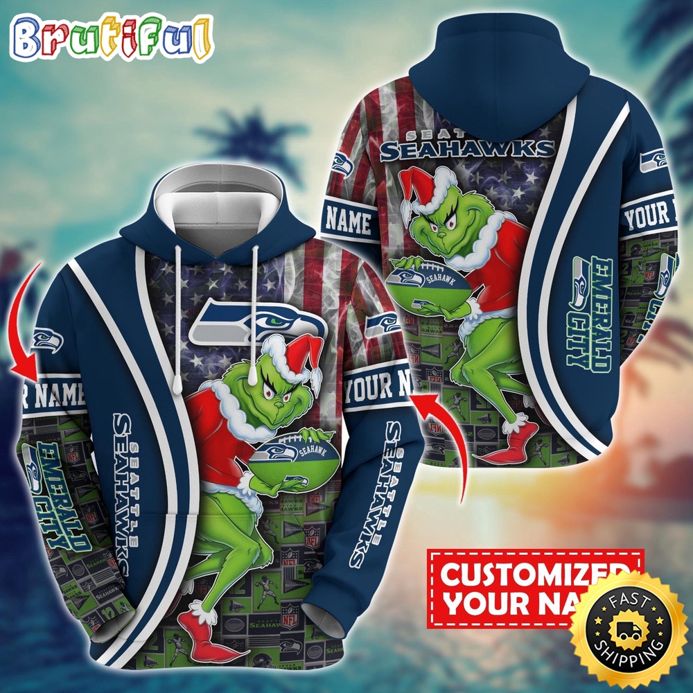 Personalized NFL Seattle Seahawks Hoodie Grinch Unisex Hoodie 1