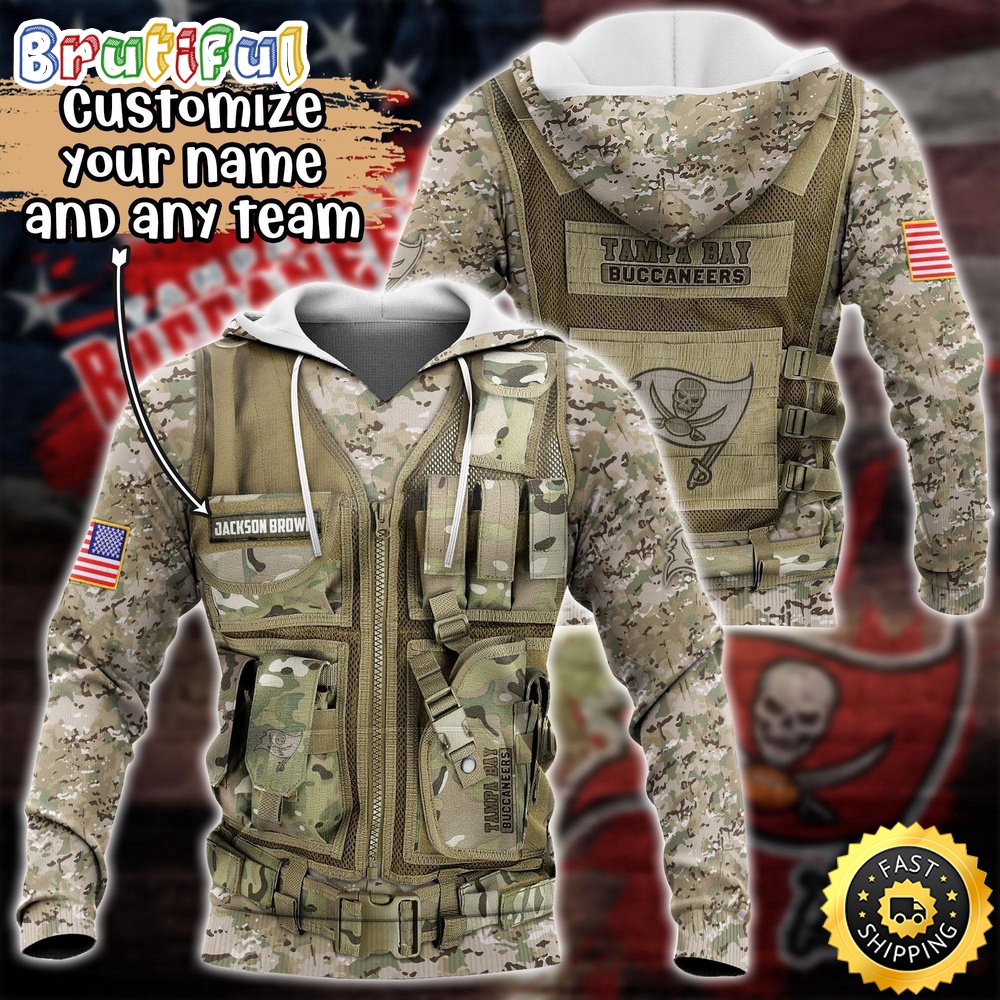 Personalized NFL Tampa Bay Buccaneers Hoodie Camo Military Hoodie 1
