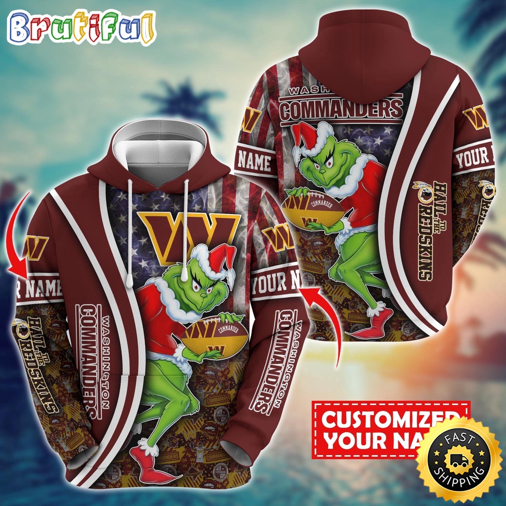 Personalized NFL Washington Commanders Hoodie Grinch Unisex Hoodie 1