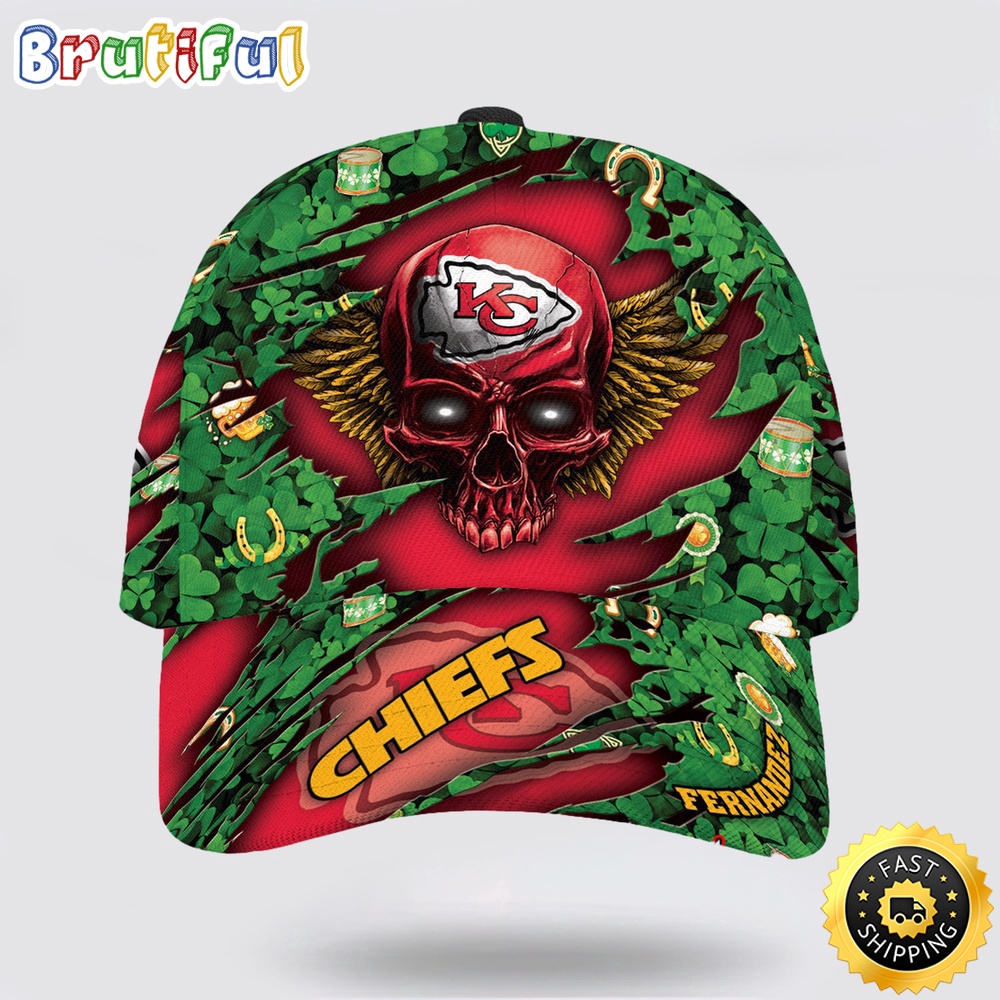 Personalized Kansas City Chiefs St Patrick Day Skull All Over Print Baseball Cap 1 vwe4c2.jpg