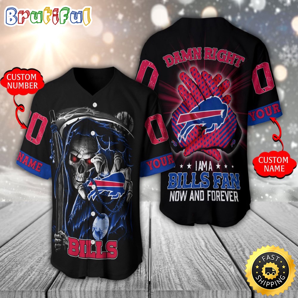Personalized NFL Buffalo Bills Baseball Jersey Skull Damn Right vfyzoz.jpg