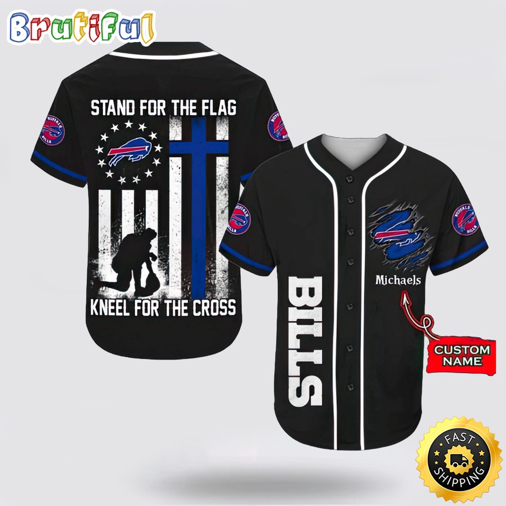 Personalized NFL Buffalo Bills Baseball Jersey Stand For The Flag Kneel For The Cross cwxg2c.jpg