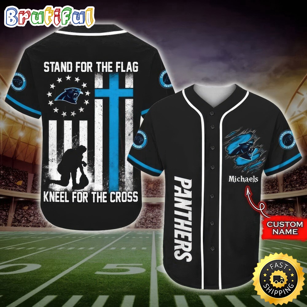 Personalized NFL Carolina Panthers Baseball Jersey Stand For The Flag Kneel For The Cross bx0lam.jpg