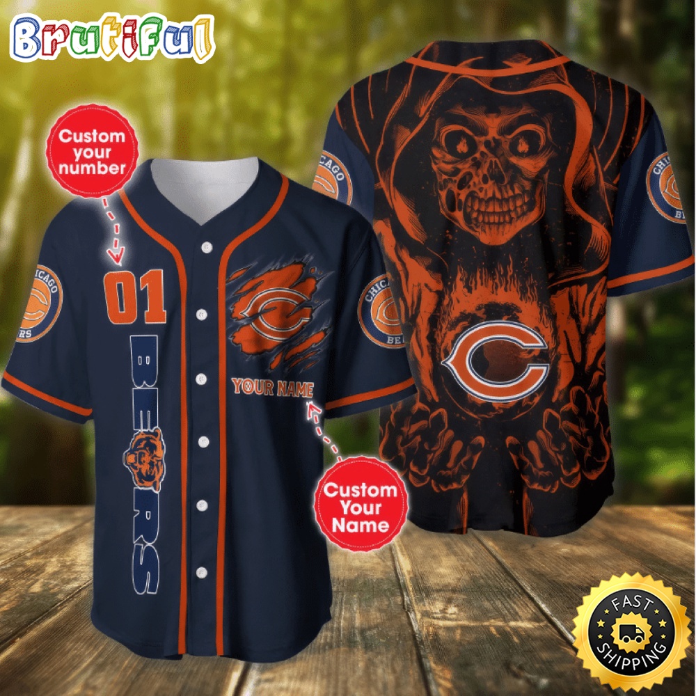 Personalized NFL Chicago Bears Baseball Jersey Art Skull stcokv.jpg