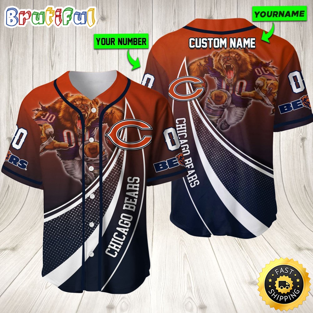Personalized NFL Chicago Bears Baseball Jersey Mascot Art jm2yzm.jpg