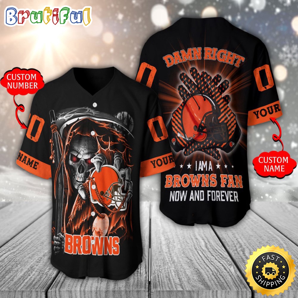 Personalized NFL Cleveland Browns Baseball Jersey Skull Damn Right p7aggv.jpg