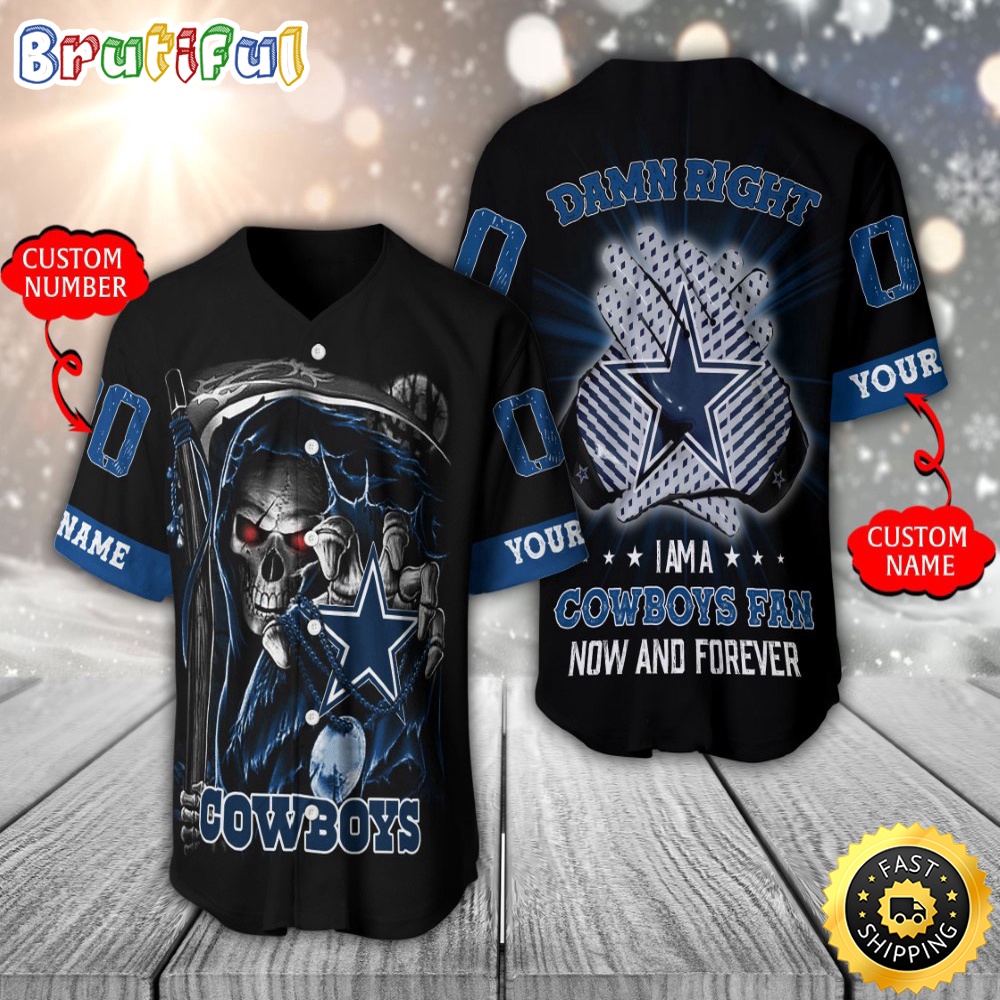 Personalized NFL Dallas Cowboys Baseball Jersey Skull Damn Right xv5ct0.jpg