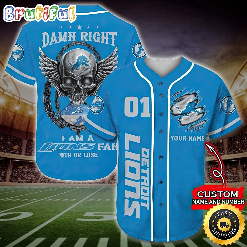 Personalized NFL Detroit Lions Baseball Jersey Art Skull m2jv5o.jpg