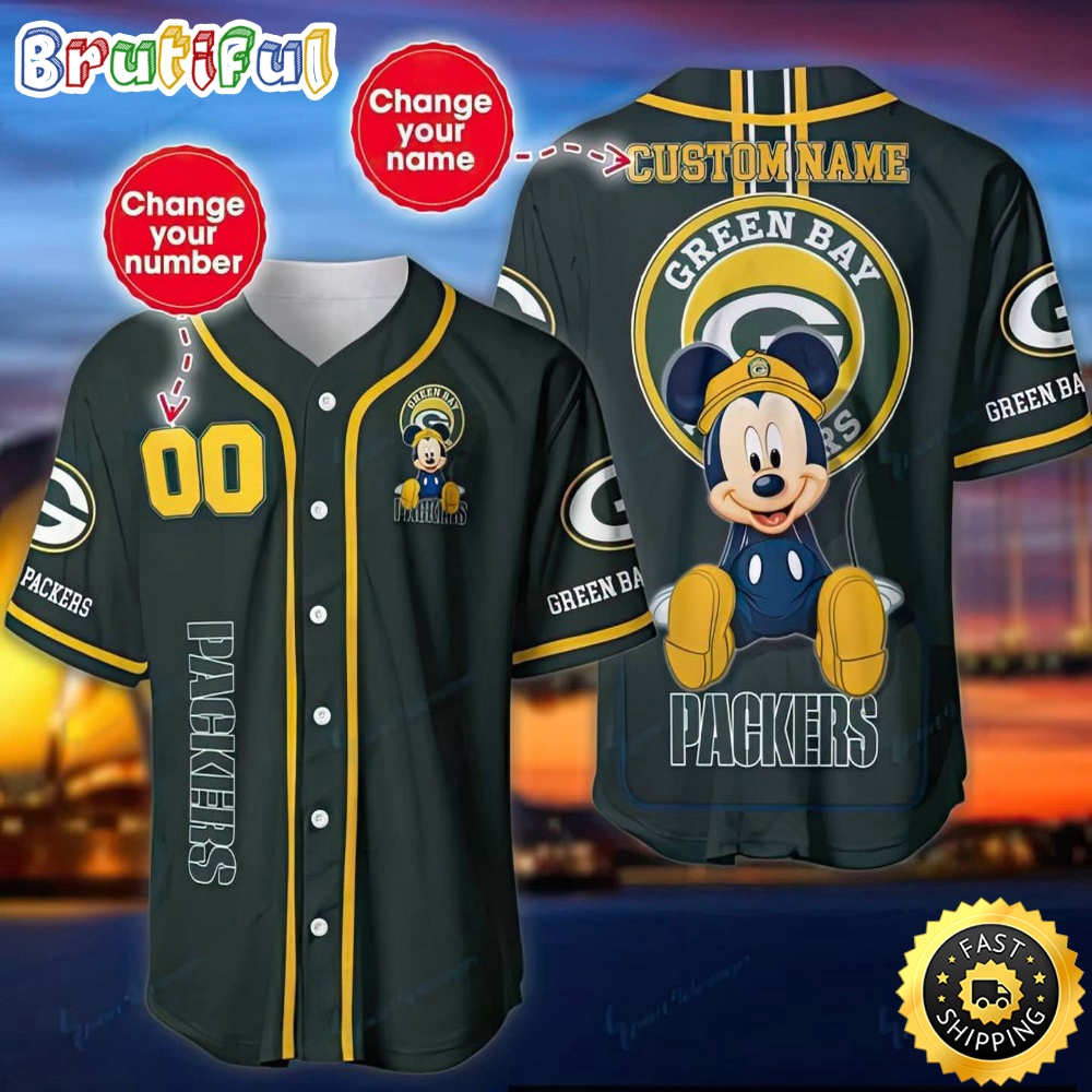 Personalized NFL Green Bay Packers Baseball Jersey Mickey Mouse pi9ezb.jpg