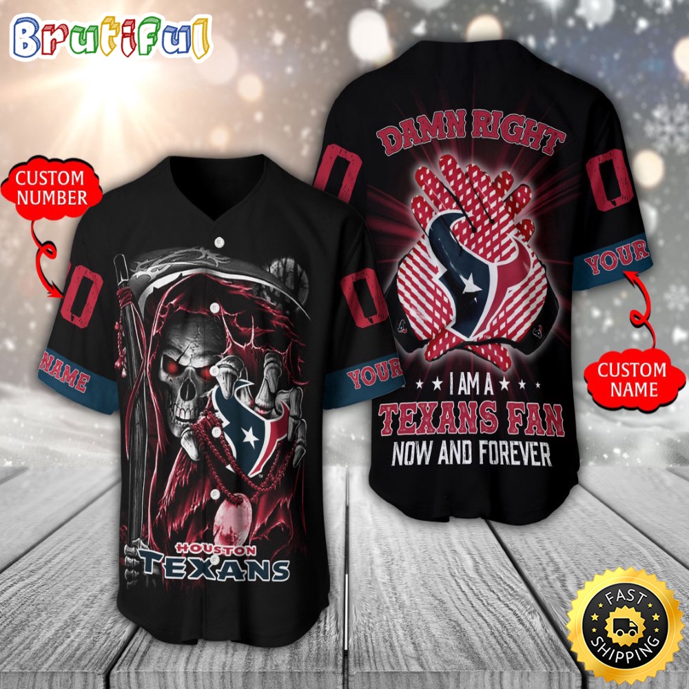 Personalized NFL Houston Texans Baseball Jersey Skull Damn Right ukdw7e.jpg