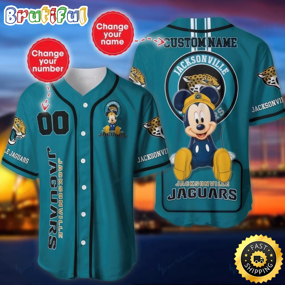 Personalized NFL Jacksonville Jaguars Baseball Jersey Mickey Mouse j2vc93.jpg