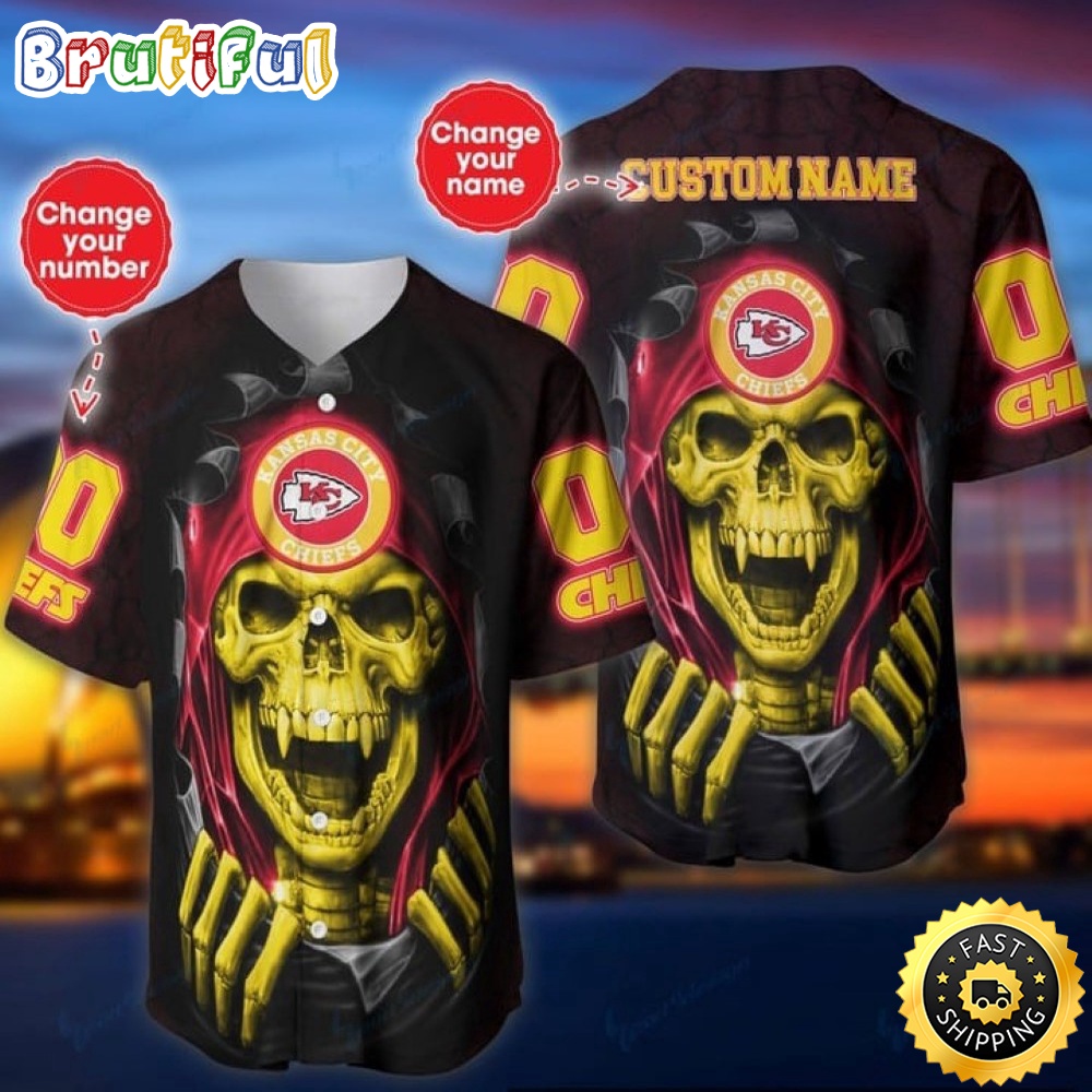 Personalized NFL Kansas City Chiefs Baseball Jersey Vampire Skull s2ljqw.jpg