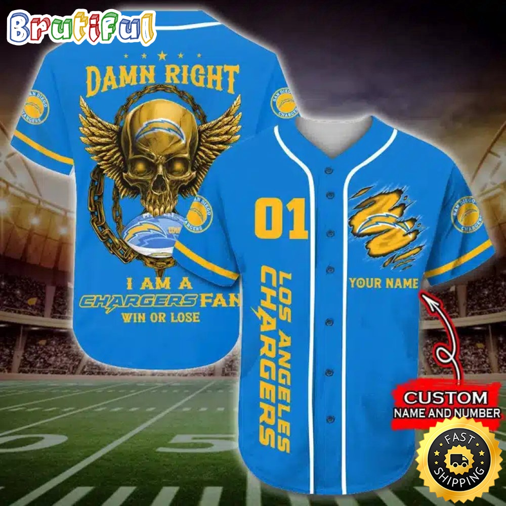 Personalized NFL Los Angeles Chargers Baseball Jersey Art Skull gsh1bc.jpg