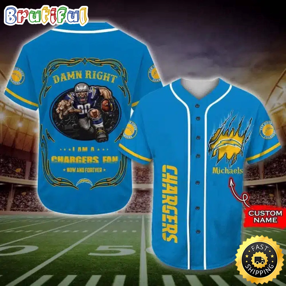 Personalized NFL Los Angeles Chargers Baseball Jersey Fan Name dqqc4b.jpg