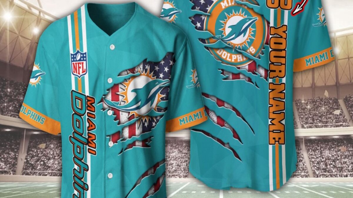 Personalized NFL Miami Dolphins Baseball Jersey America Flagy