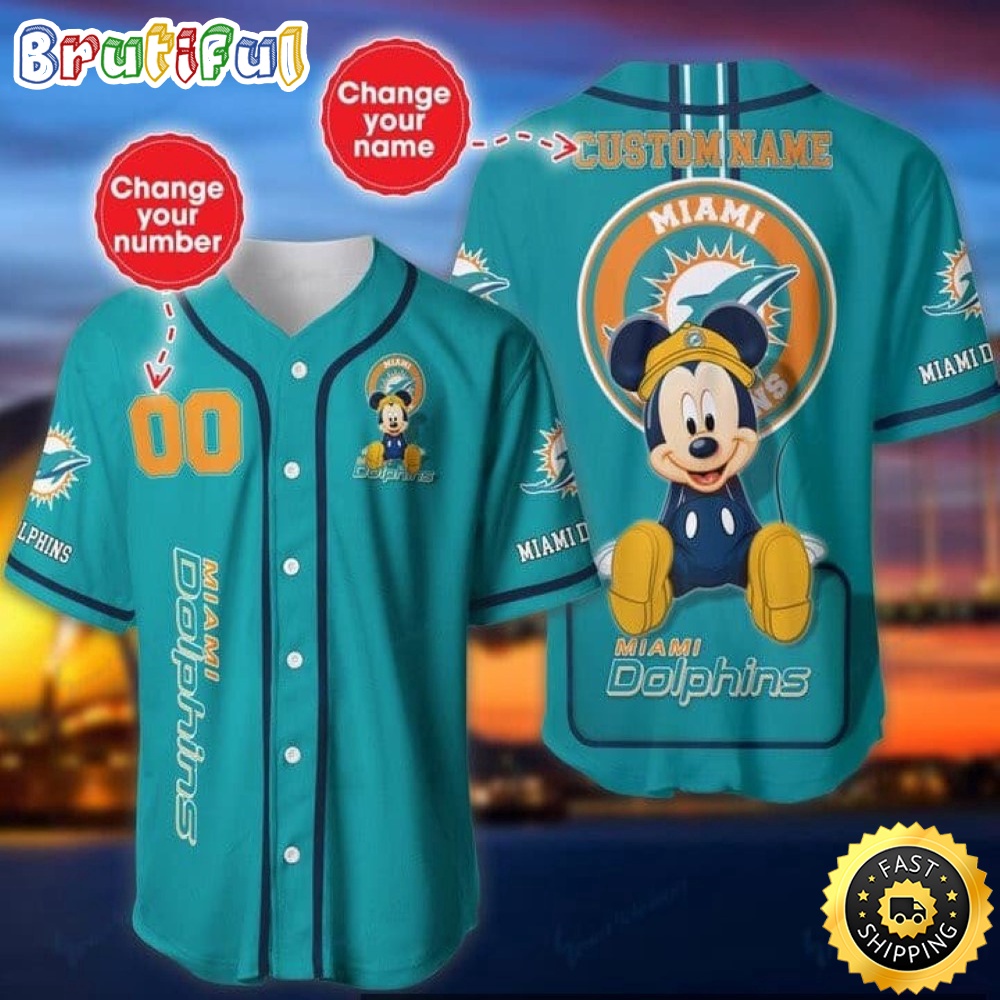 Personalized NFL Miami Dolphins Baseball Jersey Mickey Mouse fe2gme.jpg