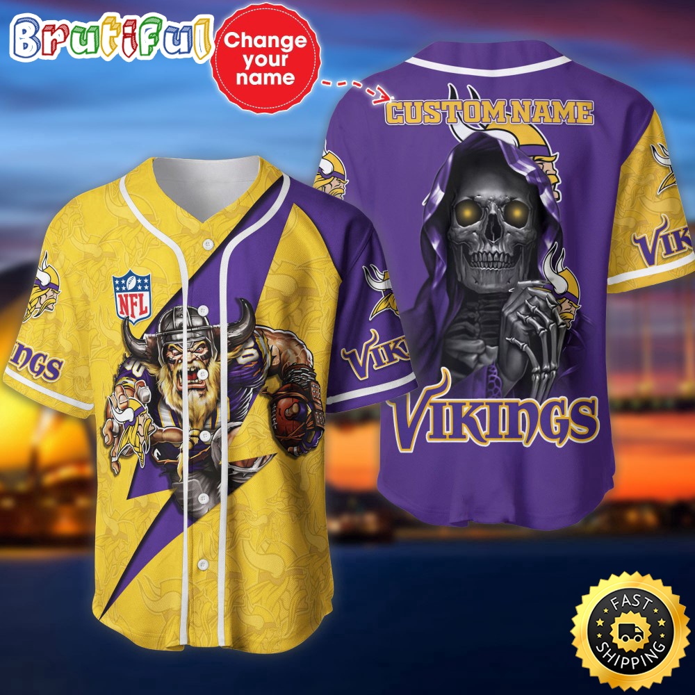 Personalized NFL Minnesota Vikings Baseball Jersey Athletic Team Shirts w9b5bv.jpg