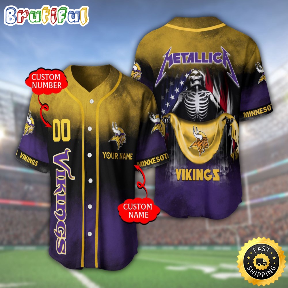 Personalized NFL Minnesota Vikings Baseball Jersey Team Spirit Tops k5z9cl.jpg