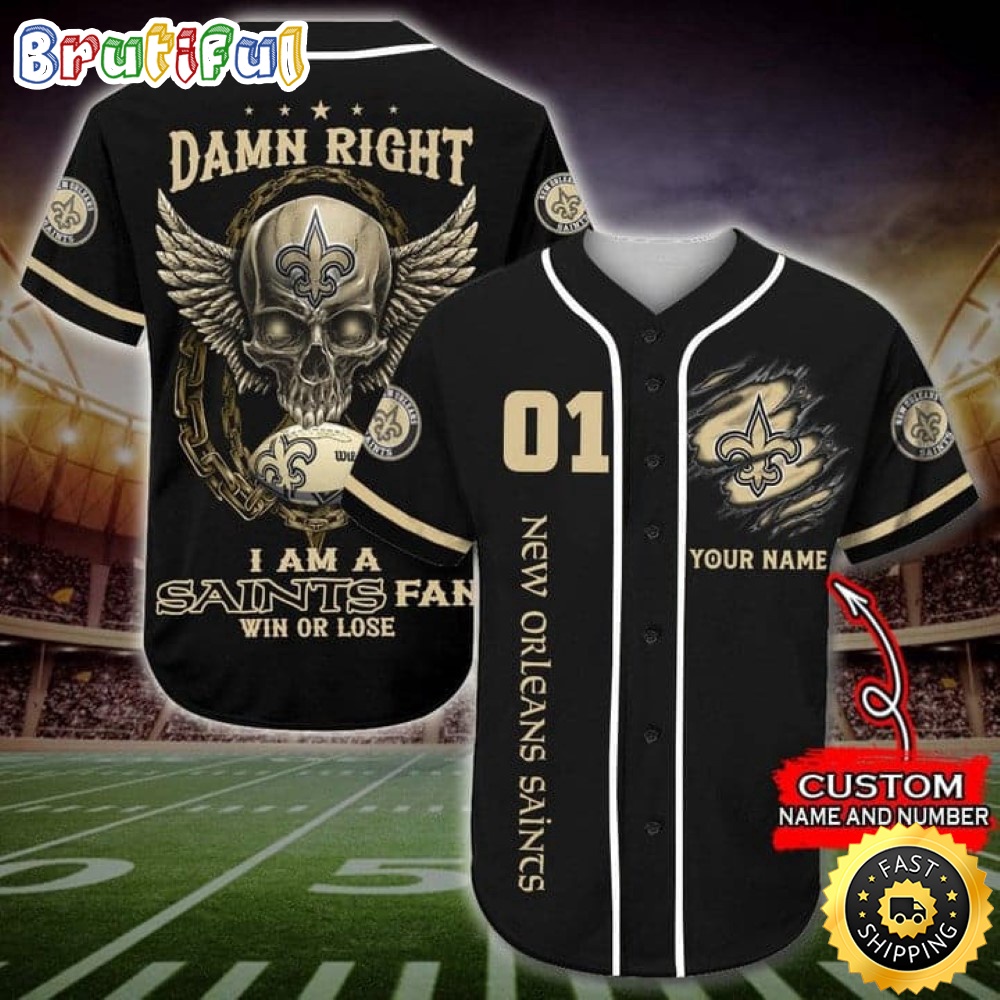 Personalized NFL New Orleans Saints Baseball Jersey Art Skull egcsar.jpg