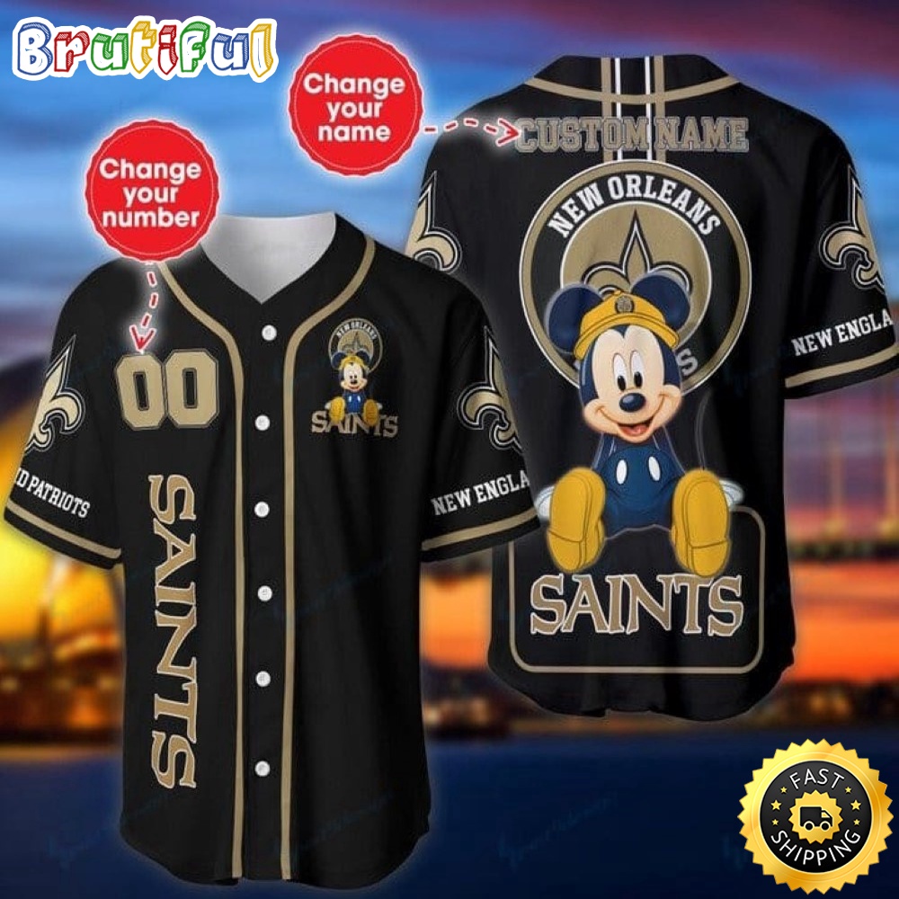 Personalized NFL New Orleans Saints Baseball Jersey Mickey Mouse vzxsay.jpg