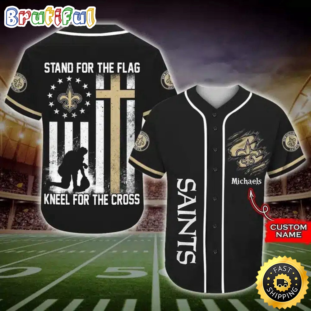 Personalized NFL New Orleans Saints Baseball Jersey Stand For The Flag Kneel For The Cross iztppj.jpg