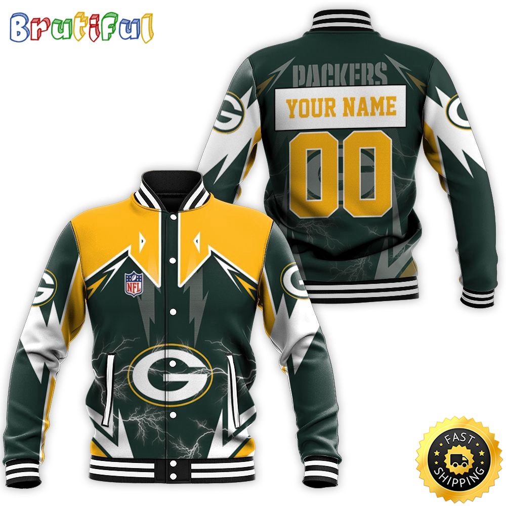 Personalized NFL Nfl Green Bay Packers Lightning Baseball Jacket For Fans nsmbyj.jpg