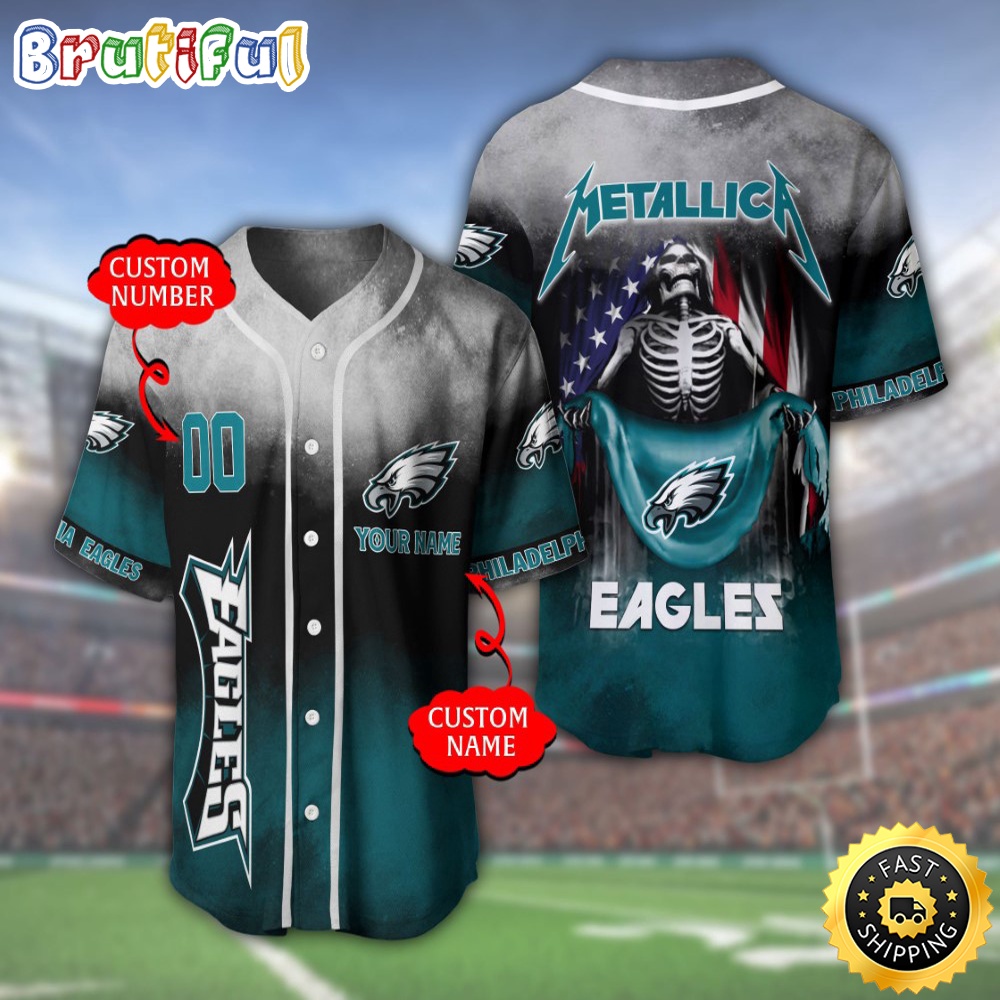 Personalized NFL Philadelphia Eagles Baseball Jersey Team Spirit Tops e3gzuv.jpg