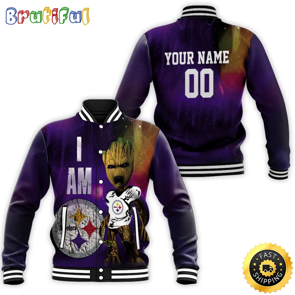 Personalized NFL Pittsburgh Steelers Baseball Jacket I Am Groot Steelers ilk9qm.jpg