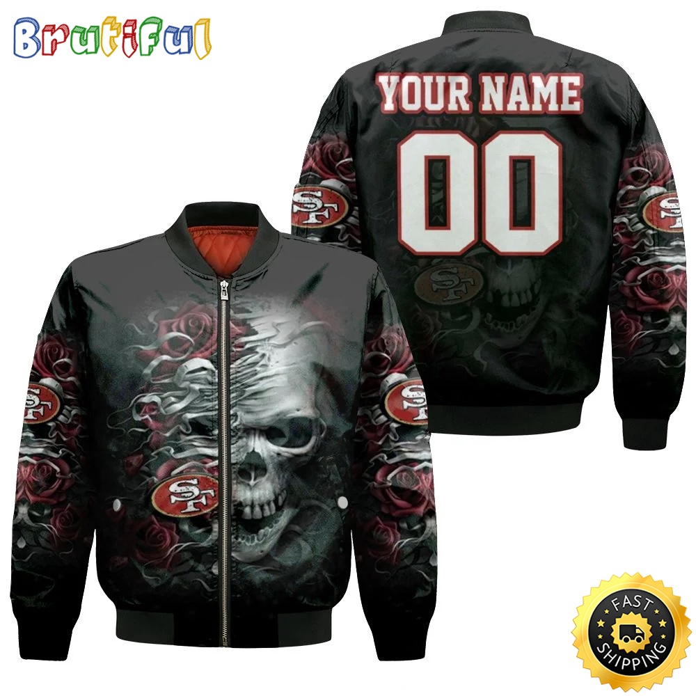 Personalized NFL San Francisco 49ers Bomber Jacket Skull Flower For Fans eni79q.jpg