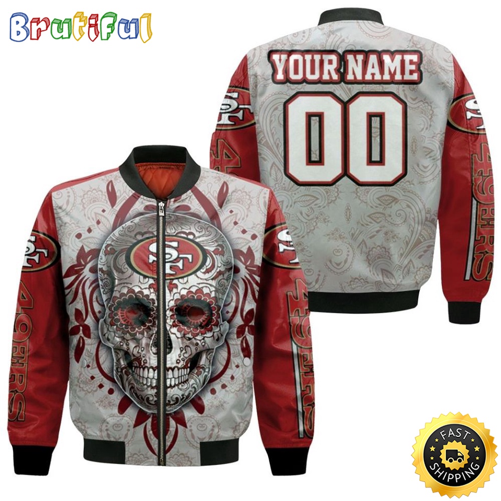 Personalized NFL San Francisco 49ers Bomber Jacket Sugar Skull For Fans j6z68o.jpg