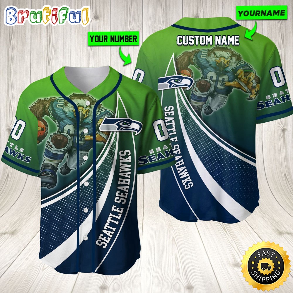 Personalized NFL Seattle Seahawks Baseball Jersey Mascot Art cwt2do.jpg