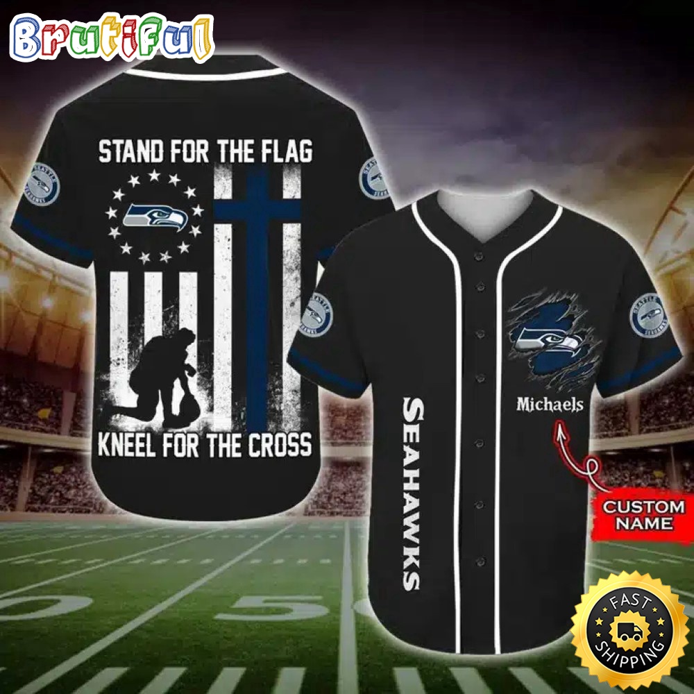 Personalized NFL Seattle Seahawks Baseball Jersey Stand For The Flag Kneel For The Cross mmdloi.jpg