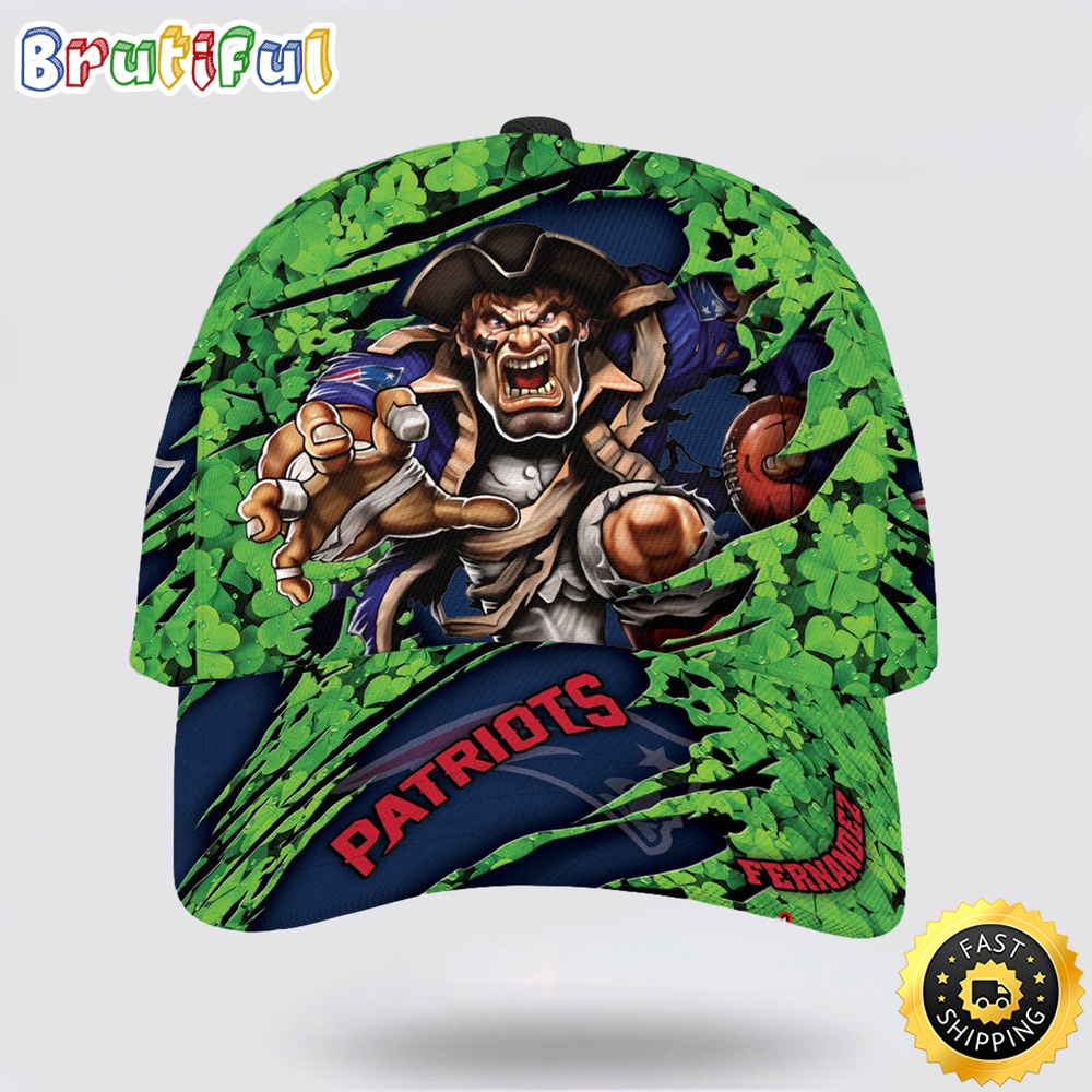 Personalized New England Patriots St Patrick Day Mascot All Over Print Baseball Cap 1 rlrppd.jpg