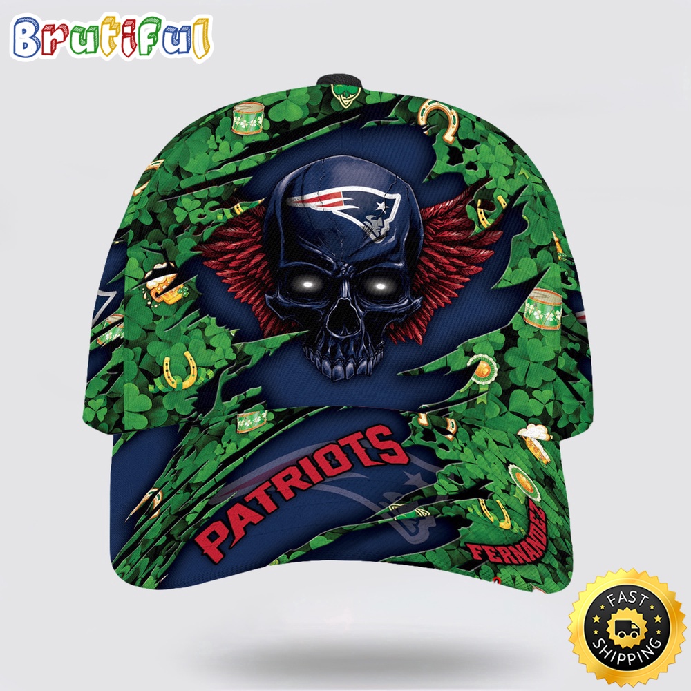 Personalized New England Patriots St Patrick Day Skull All Over Print Baseball Cap 1 x1exhy.jpg