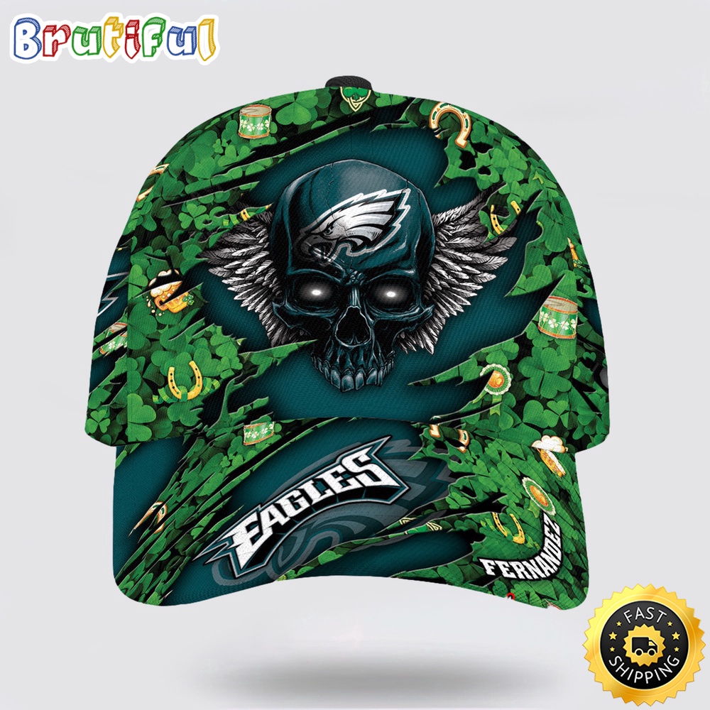 Personalized Philadelphia Eagles St Patrick Day Skull All Over Print Baseball Cap 1 udhpab.jpg
