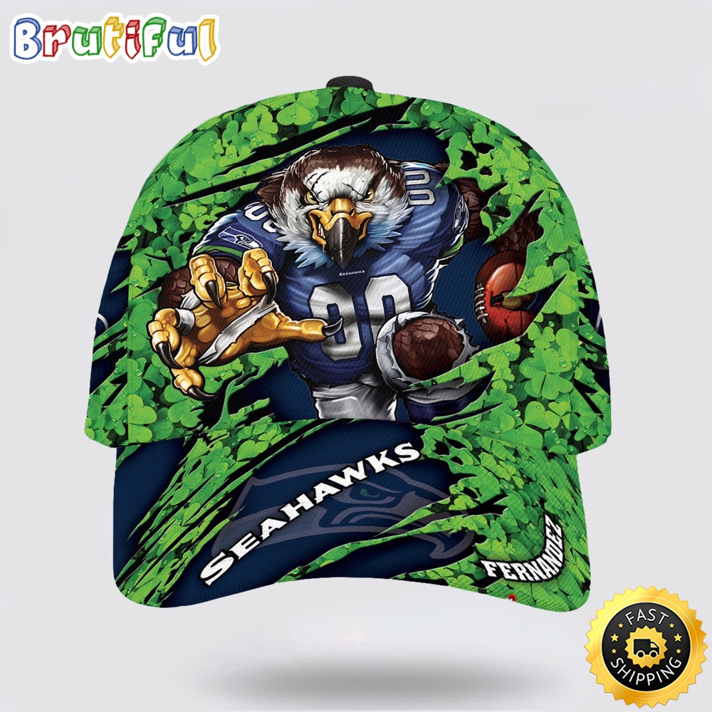 Personalized Seattle Seahawks St Patrick Day Mascot All Over Print Baseball Cap 1 s7yx56.jpg