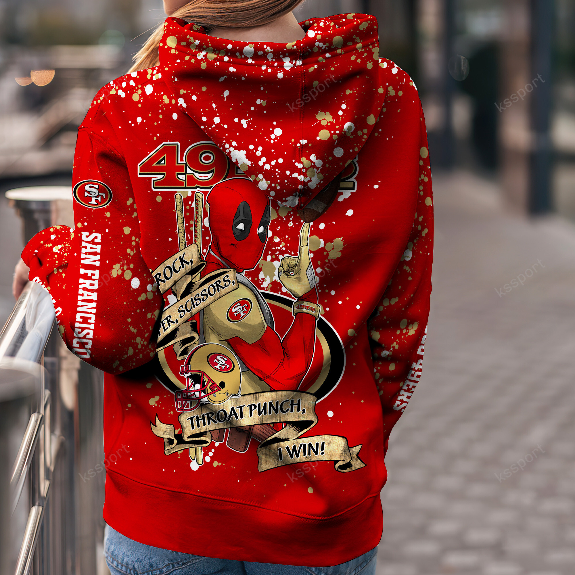 Custom NFL San Francisco 49ers Hoodie Leggings Rock Paper Scissors Throat Punch I Win Hoodie San Francisco 49ers NFL Custom Hoodie Leggings 2