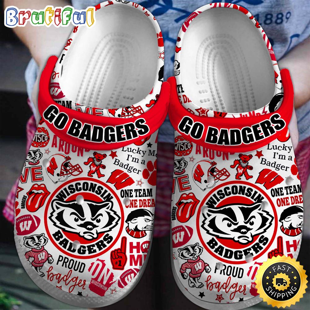 Wisconsin Badgers NCAA Sport Clogs Shoes Comfortable For Men Women and Kids kntt18.jpg