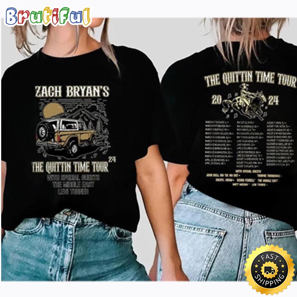 Zach Bryan The Quittin Time Tour 2024 Back And Front Comfort... Tshirt