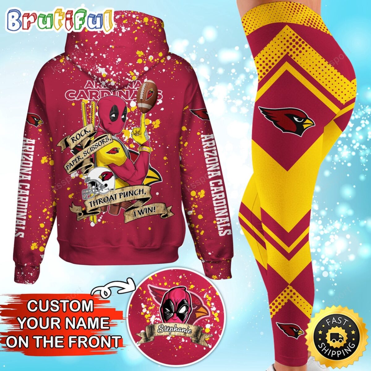 スマトラ沖地震チャリティー ユニフォーム #22 カカ Custom NFL Arizona Cardinals Hoodie Leggings Rock Paper Scissors
