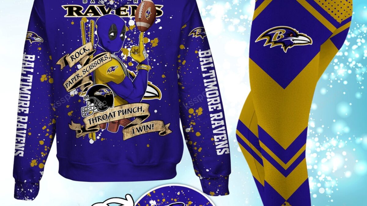 Custom NFL Baltimore Ravens Hoodie Leggings Rock Paper Scissors