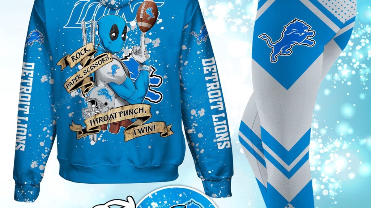 Custom NFL Detroit Lions Hoodie Leggings Rock Paper Scissors