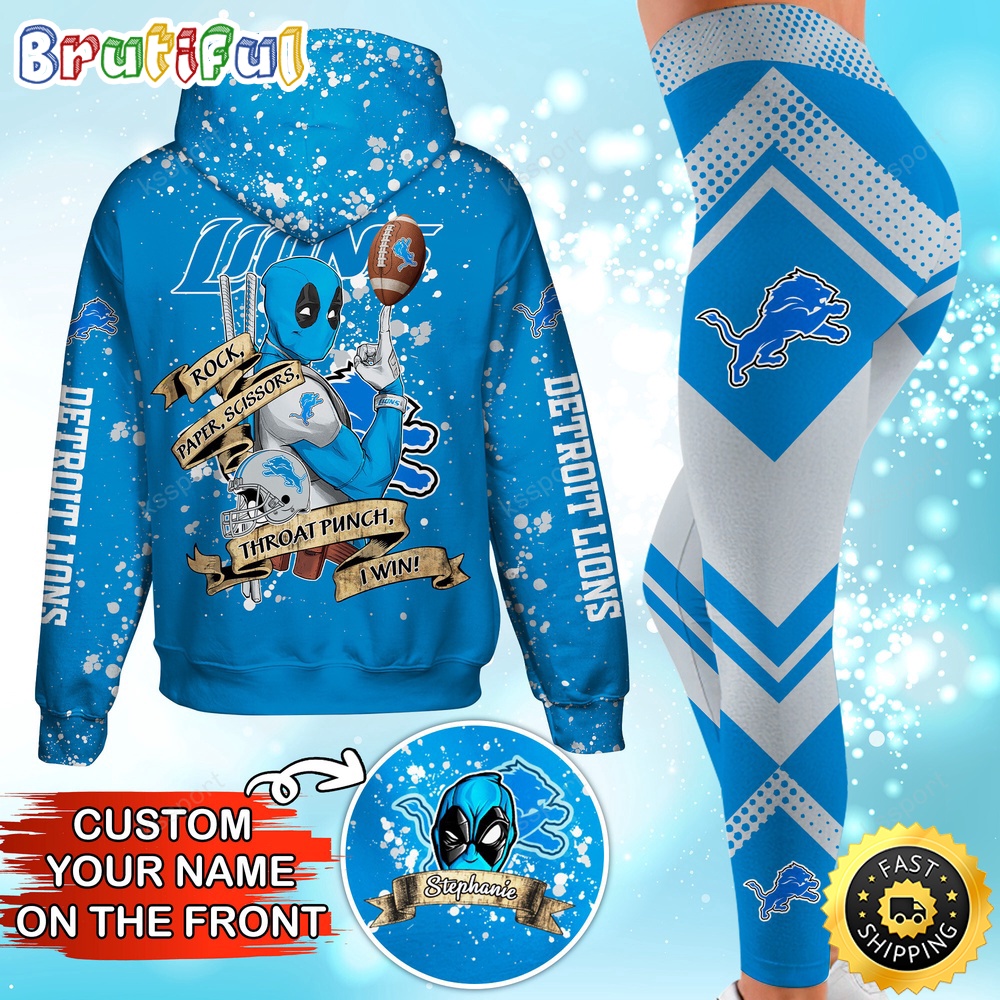 Custom NFL Detroit Lions Hoodie Leggings Rock Paper Scissors Throat Punch I Win Hoodie