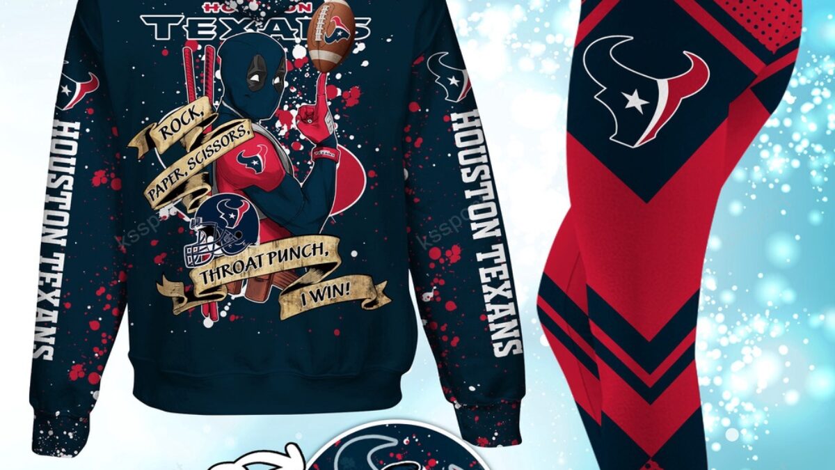 Custom NFL Houston Texans Hoodie Leggings Rock Paper Scissors