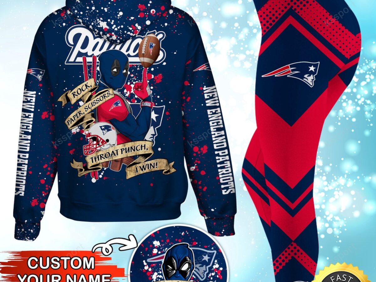 Custom NFL New England Patriots Hoodie Leggings Rock Paper  display picture 3